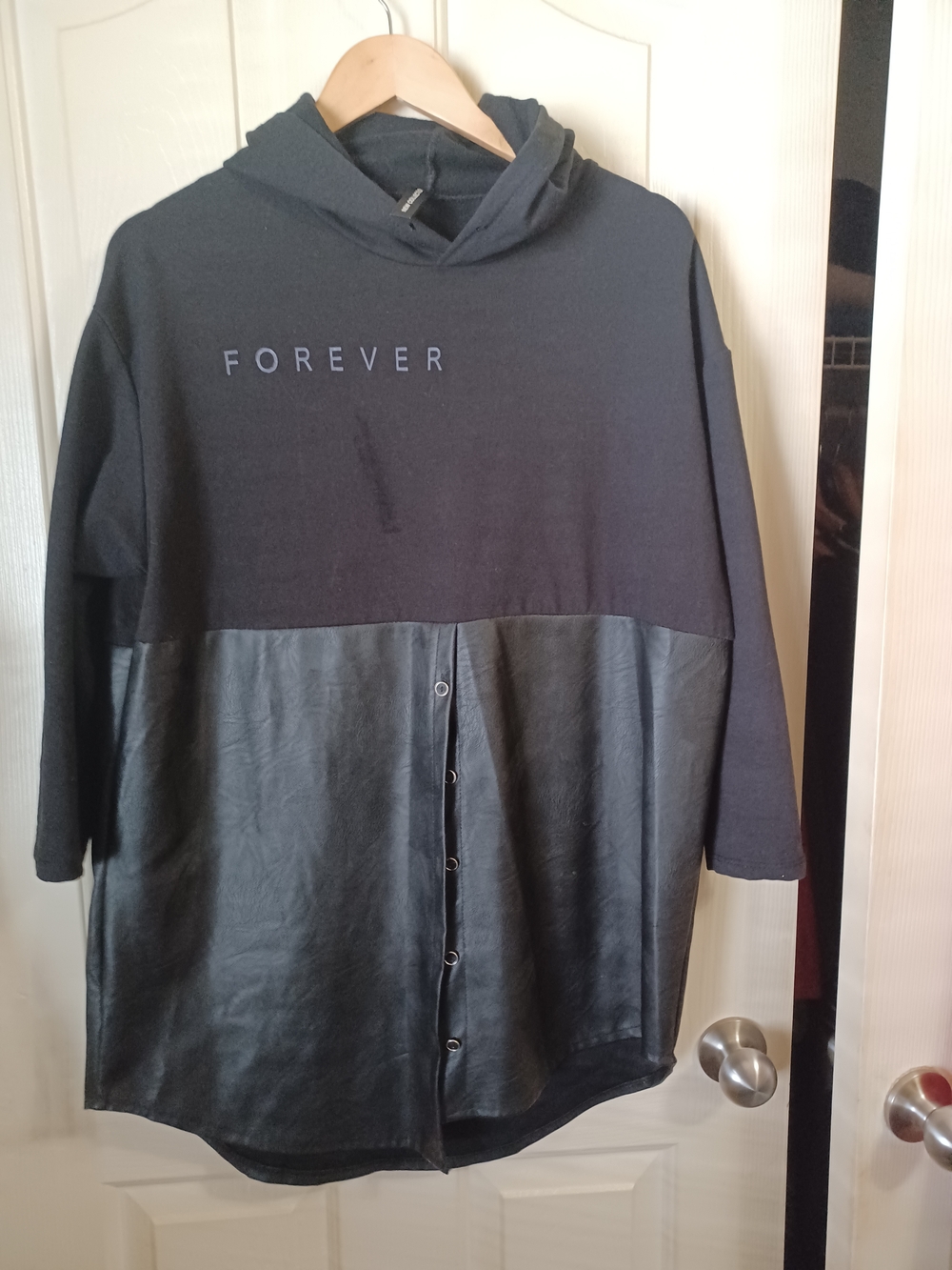 Forever Black Mixed-Media Hoodie